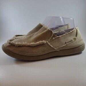 Crocs Santa Cruz Canvas Slip-On Shoes Loafers Men's 9 Tan Khaki Distressed Vibe
